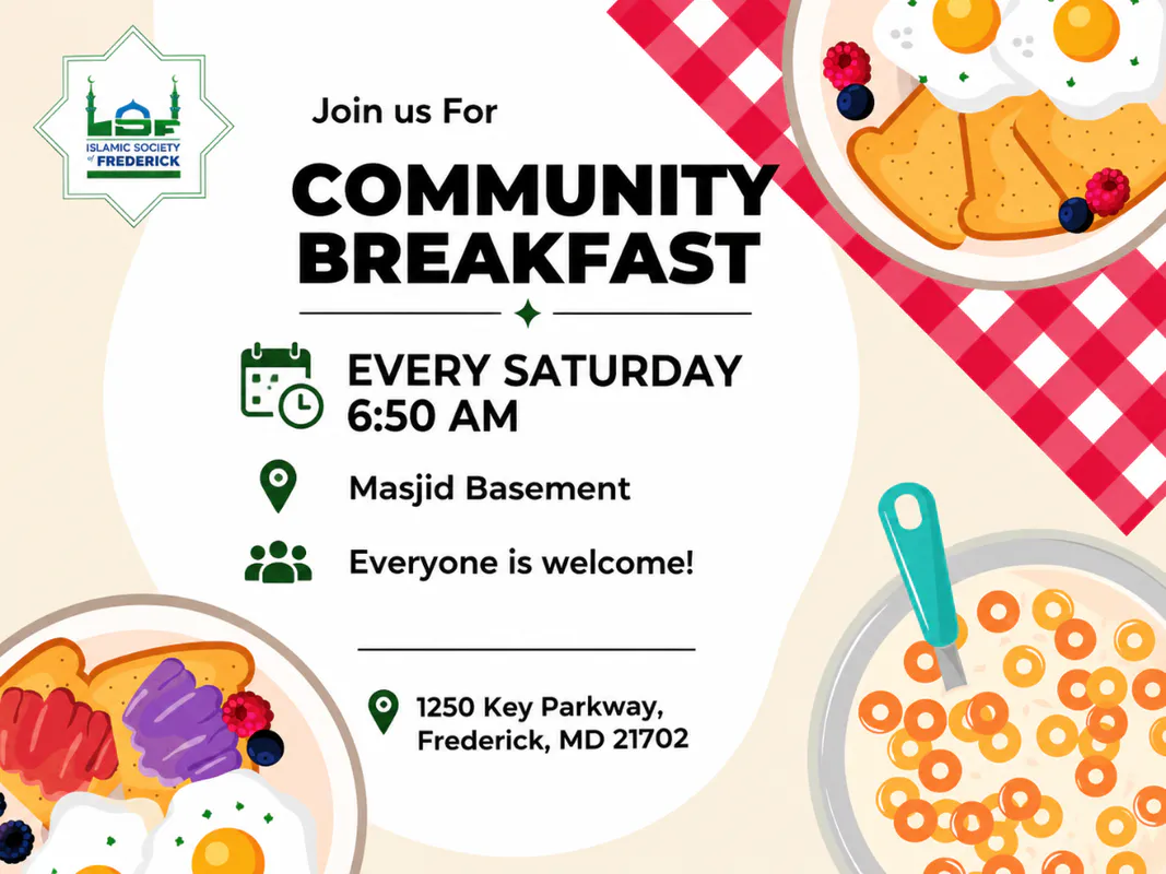 Community Breakfast – Weekly at Frederick Masjid