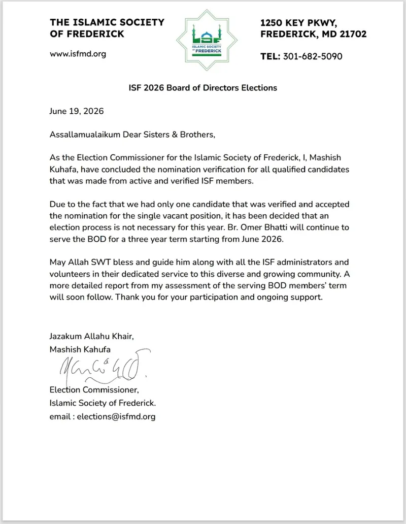 ISF Board of Directors Elections Update