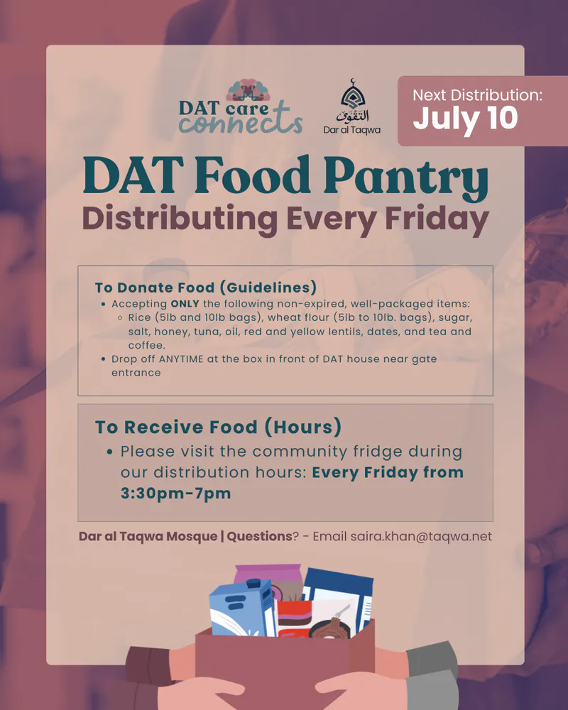 Friday Food Pantry Distribution at Dar al-Taqwa
