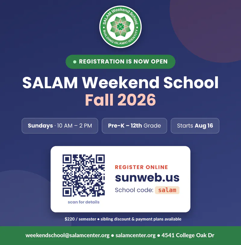 SALAM Weekend School – Fall 2026