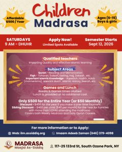 Masjid As-Siddiq Madrasa: Saturday Madrasa Program