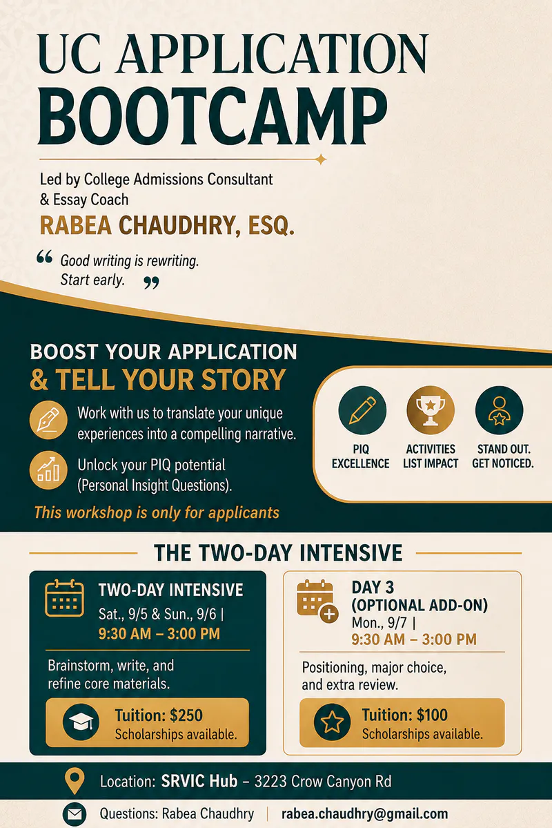 UC Application Bootcamp – Two-Day Intensive