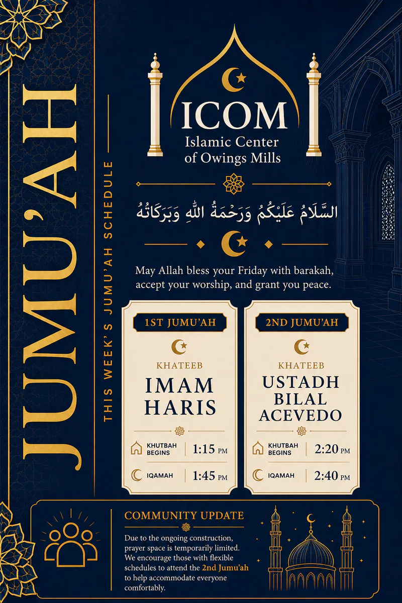 Jumu’ah Prayer at the Islamic Center of Owings Mills