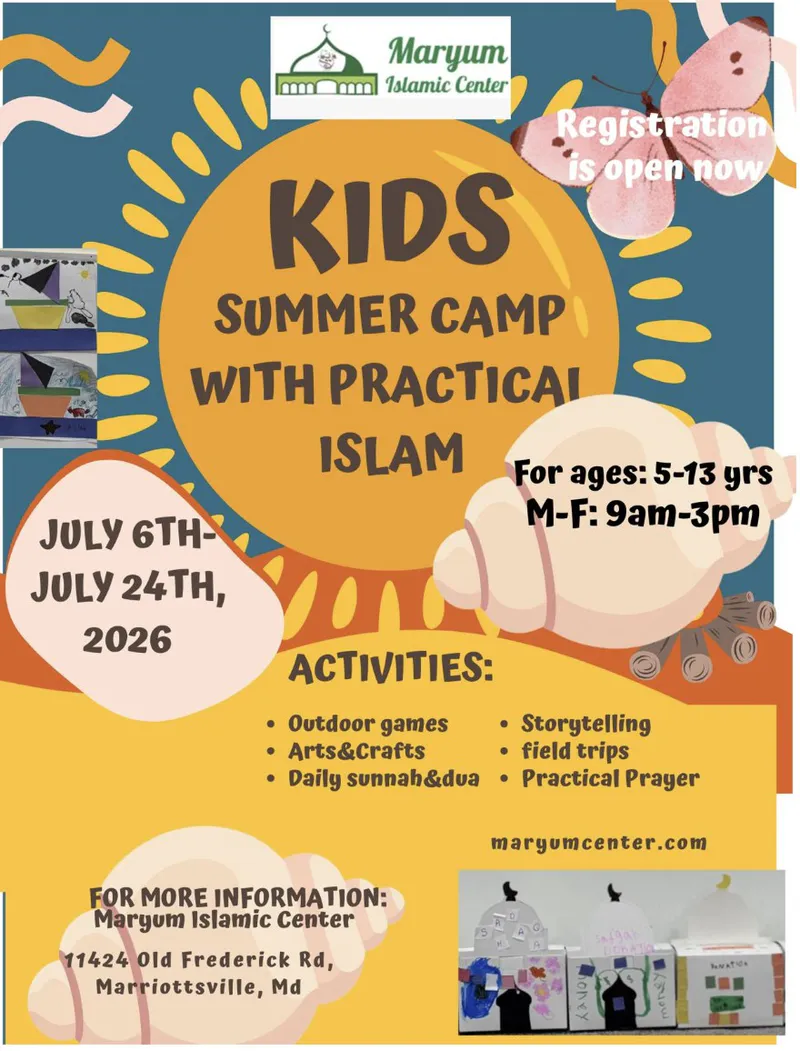 Islamic Summer Camp for Kids (Ages 5–13) at Maryum Islamic Center