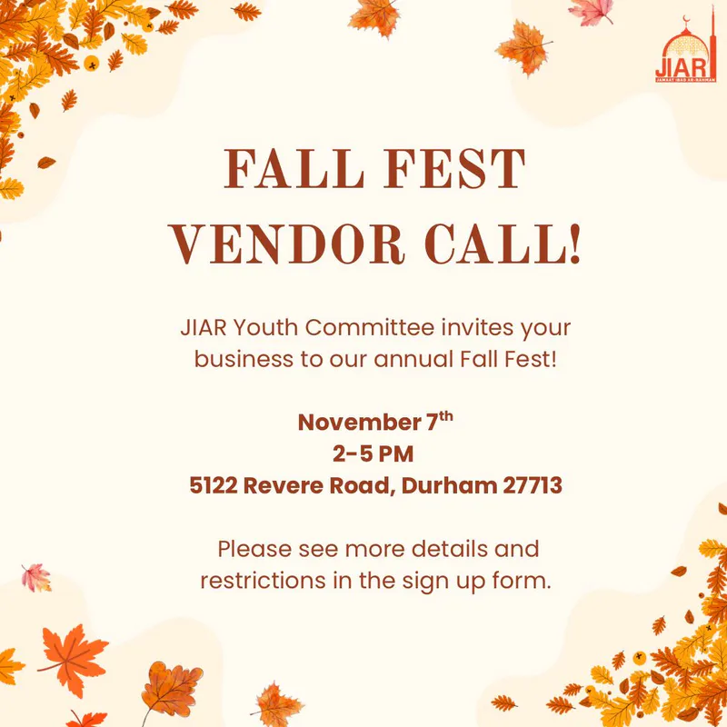 JIAR Fall Fest Vendor Call