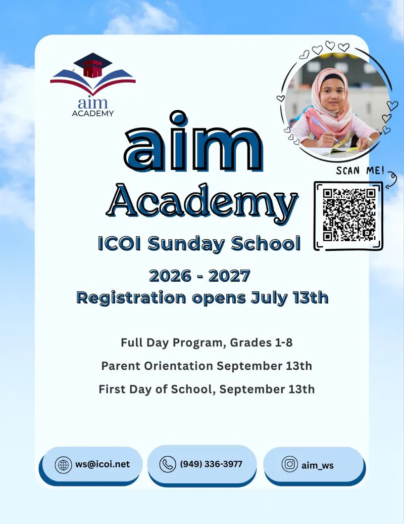 ICOI Sunday School: Full Day Program for Grades 1–8 (First Day of School & Parent Orientation)