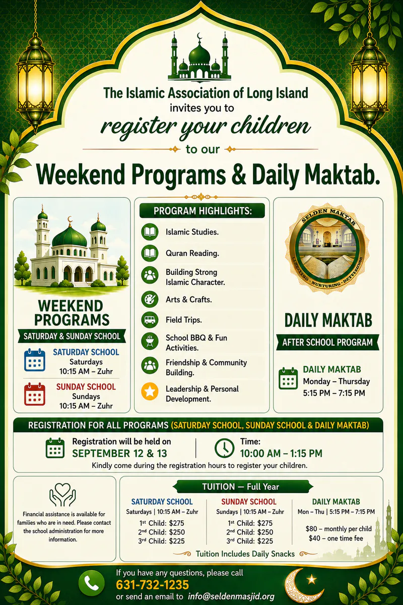Registration Day for Weekend Programs & Daily Maktab