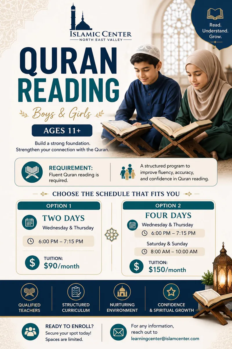 Quran Reading Program for Boys & Girls (Ages 11+)
