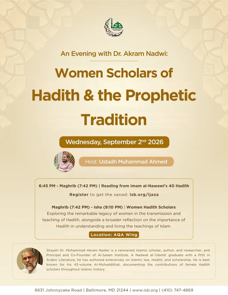 An Evening with Dr. Akram Nadwi: Women Scholars of Hadith & the Prophetic Tradition